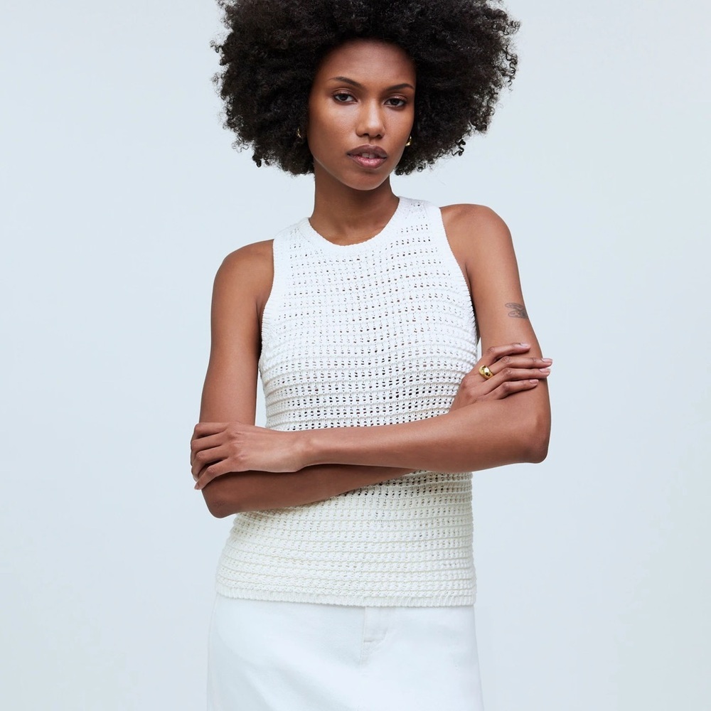 Madewell Crochet-Knit Crewneck Sweater Tank, new without tags